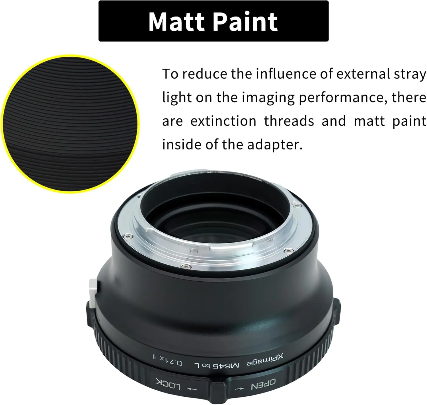 0.71X Optical Focal Reducer Lens Mount Adapter for Mamiya 645 Lens to Leica or Panosonic L Mount Camera