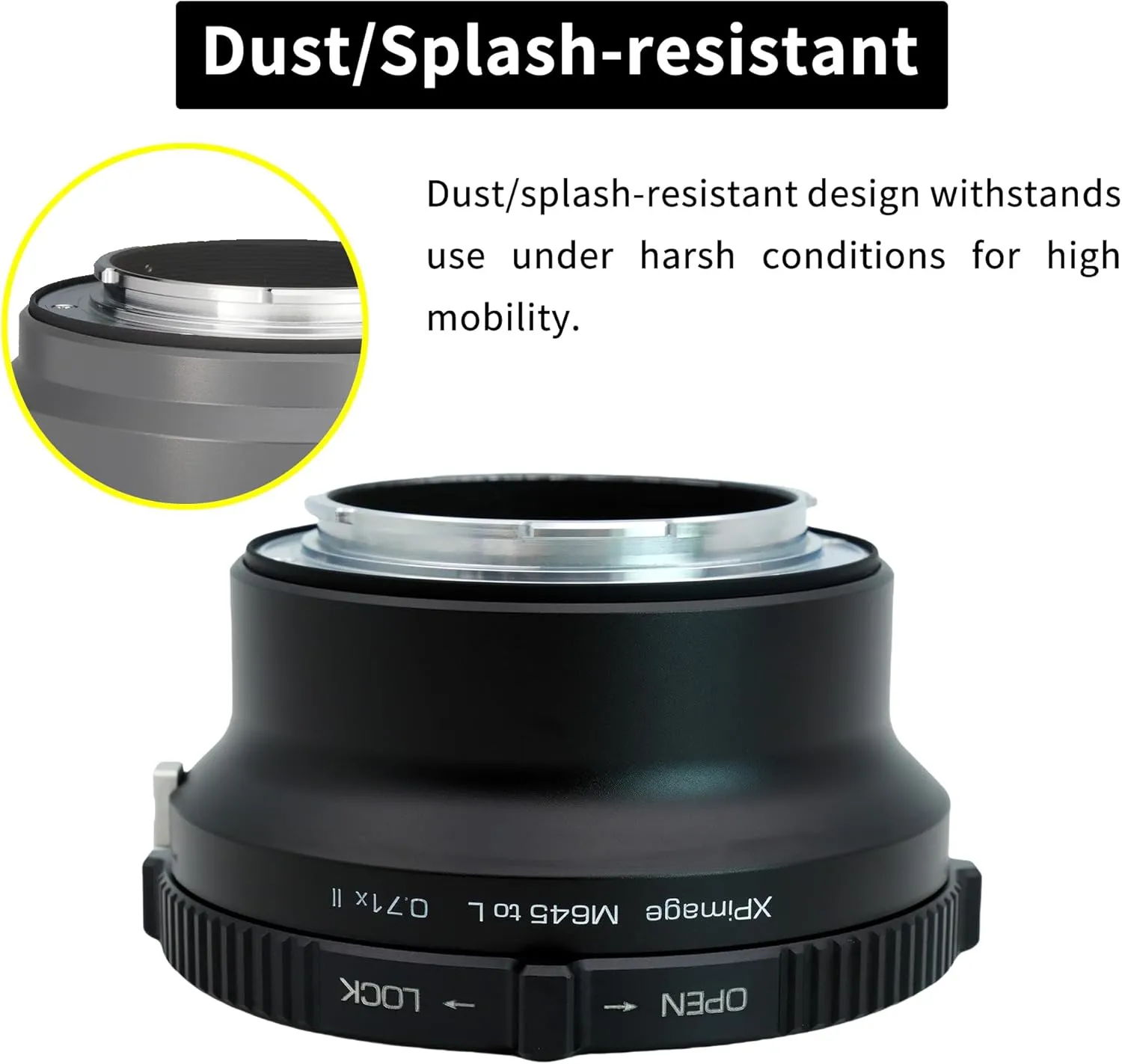 0.71X Optical Focal Reducer Lens Mount Adapter for Mamiya 645 Lens to Leica or Panosonic L Mount Camera