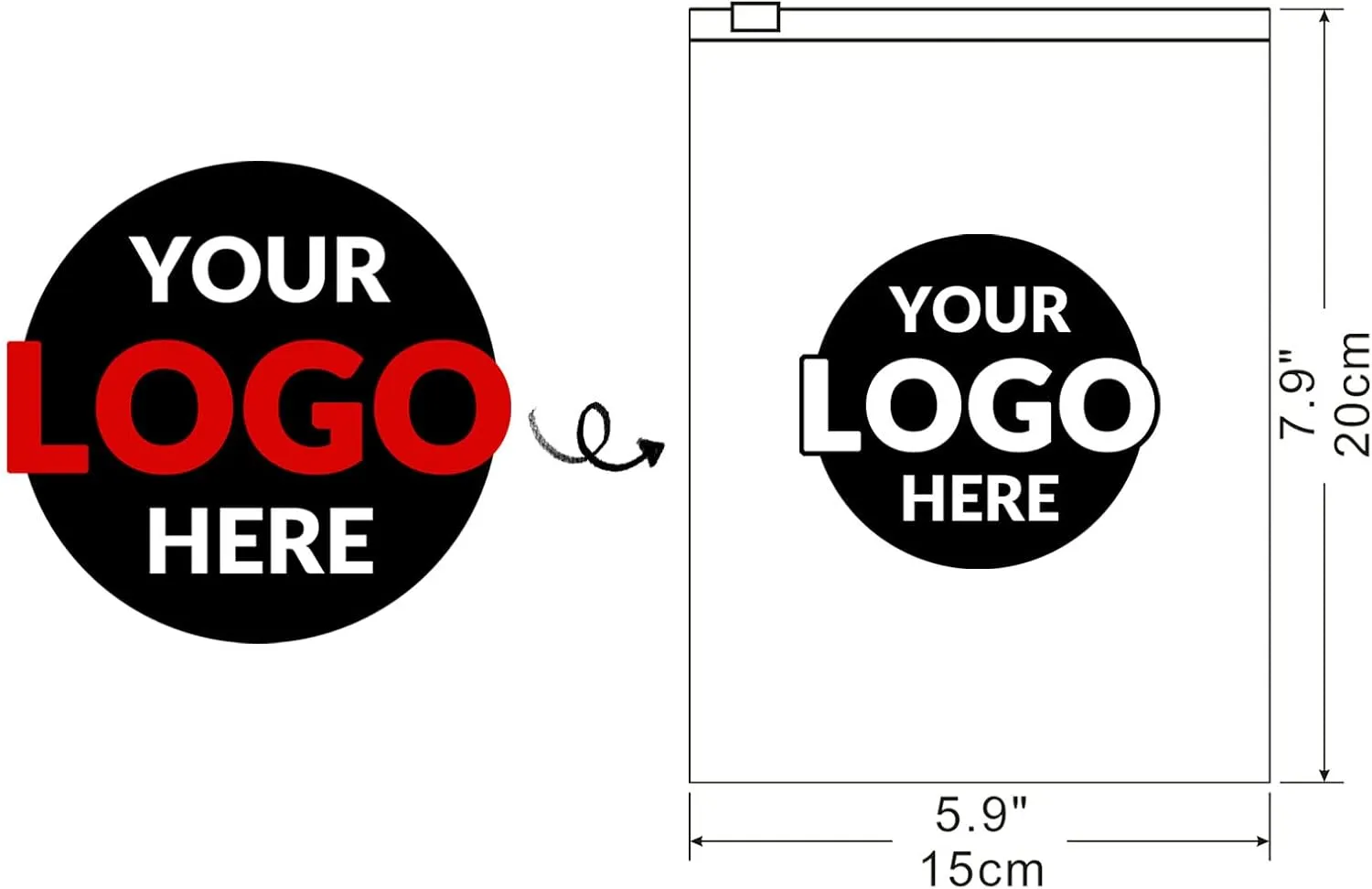100 Custom Plastic Bags With Logo, Zip Slider With Air Holes, Resealable for Packaging Products, Business Selling Shipping (5.9"x7.9", Frosted)