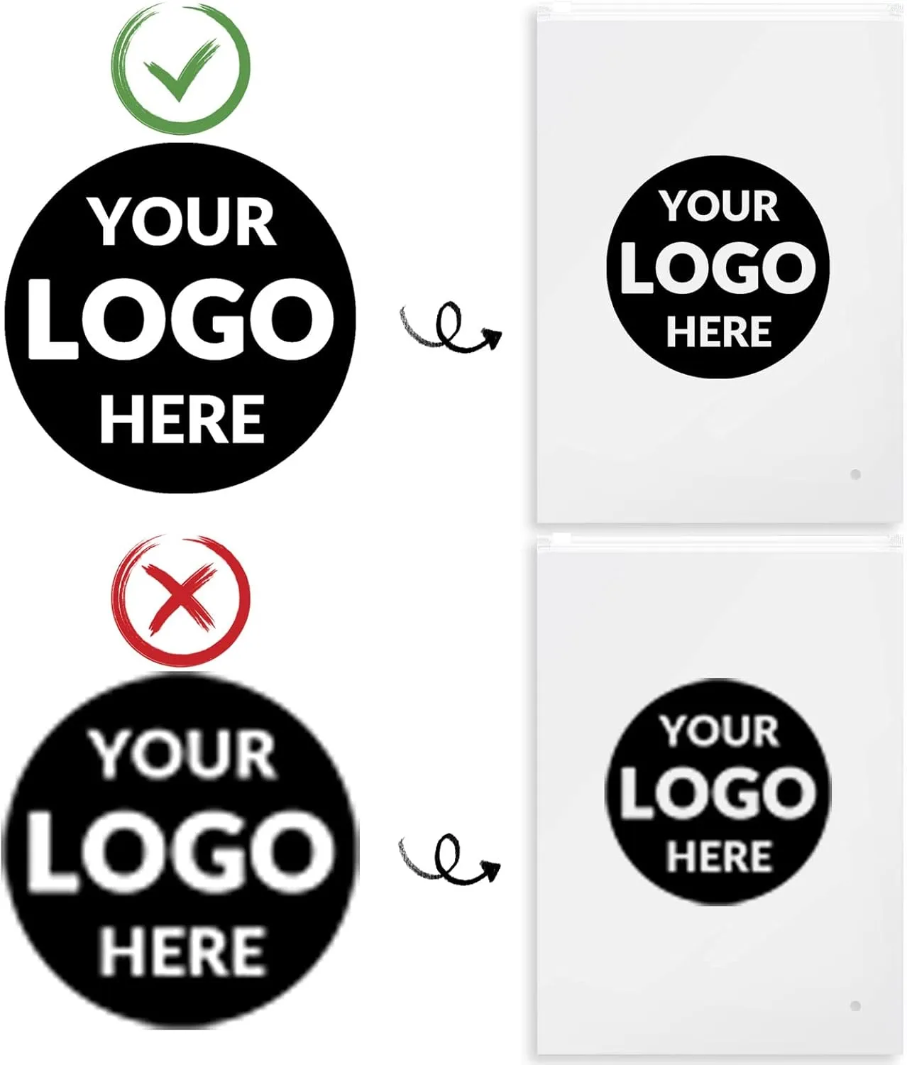 100 Custom Plastic Bags With Logo, Zip Slider With Air Holes, Resealable for Packaging Products, Business Selling Shipping (5.9"x7.9", Frosted)