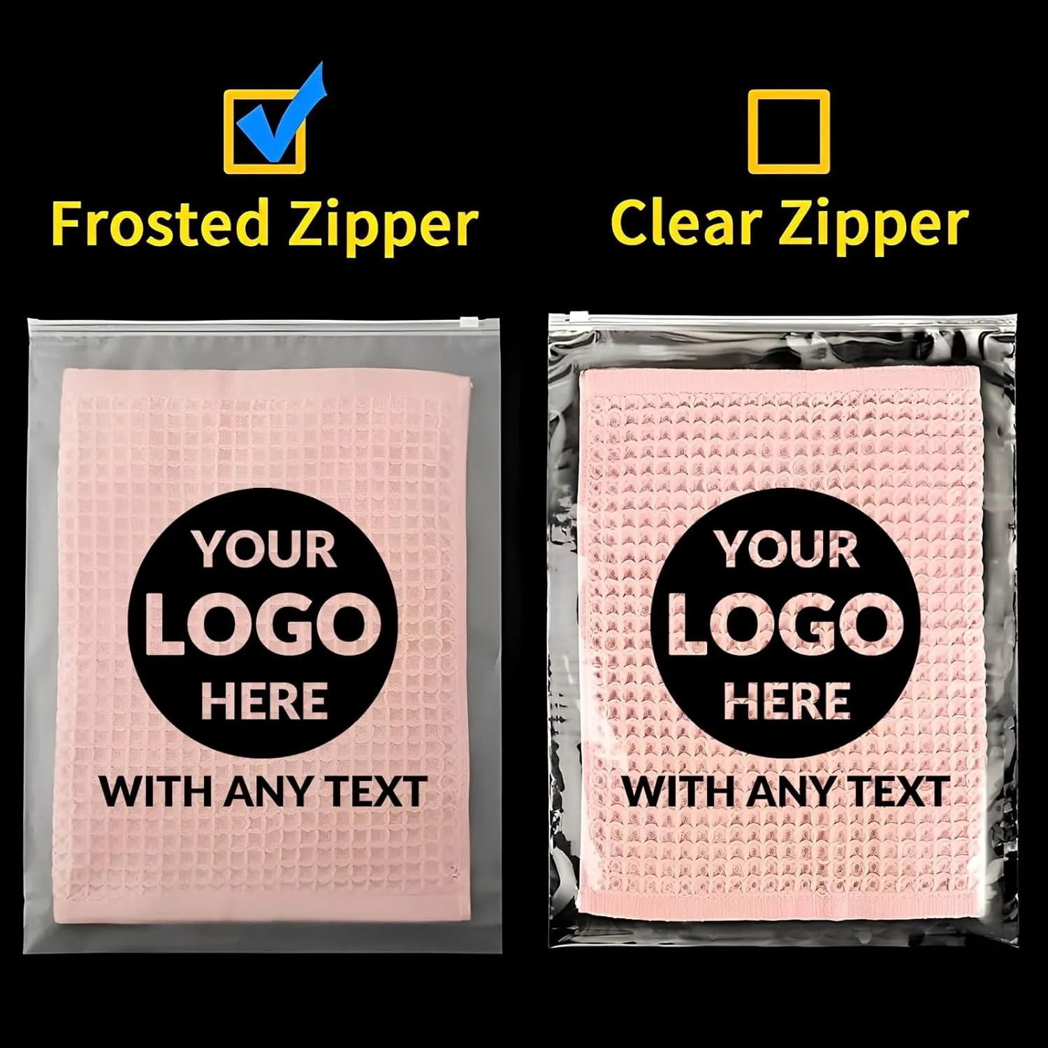 100 Custom Plastic Bags With Logo, Zip Slider With Air Holes, Resealable for Packaging Products, Business Selling Shipping (5.9"x7.9", Frosted)