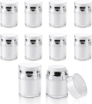 10PCS 1 oz Airless Pump Jar Bulk 30ML Moisturizer Pump Dispenser Empty Pump Moisturizer Container Vacuum Cosmetic Travel Containers Refillable Moisturizer Container for Creams Gels Lotion