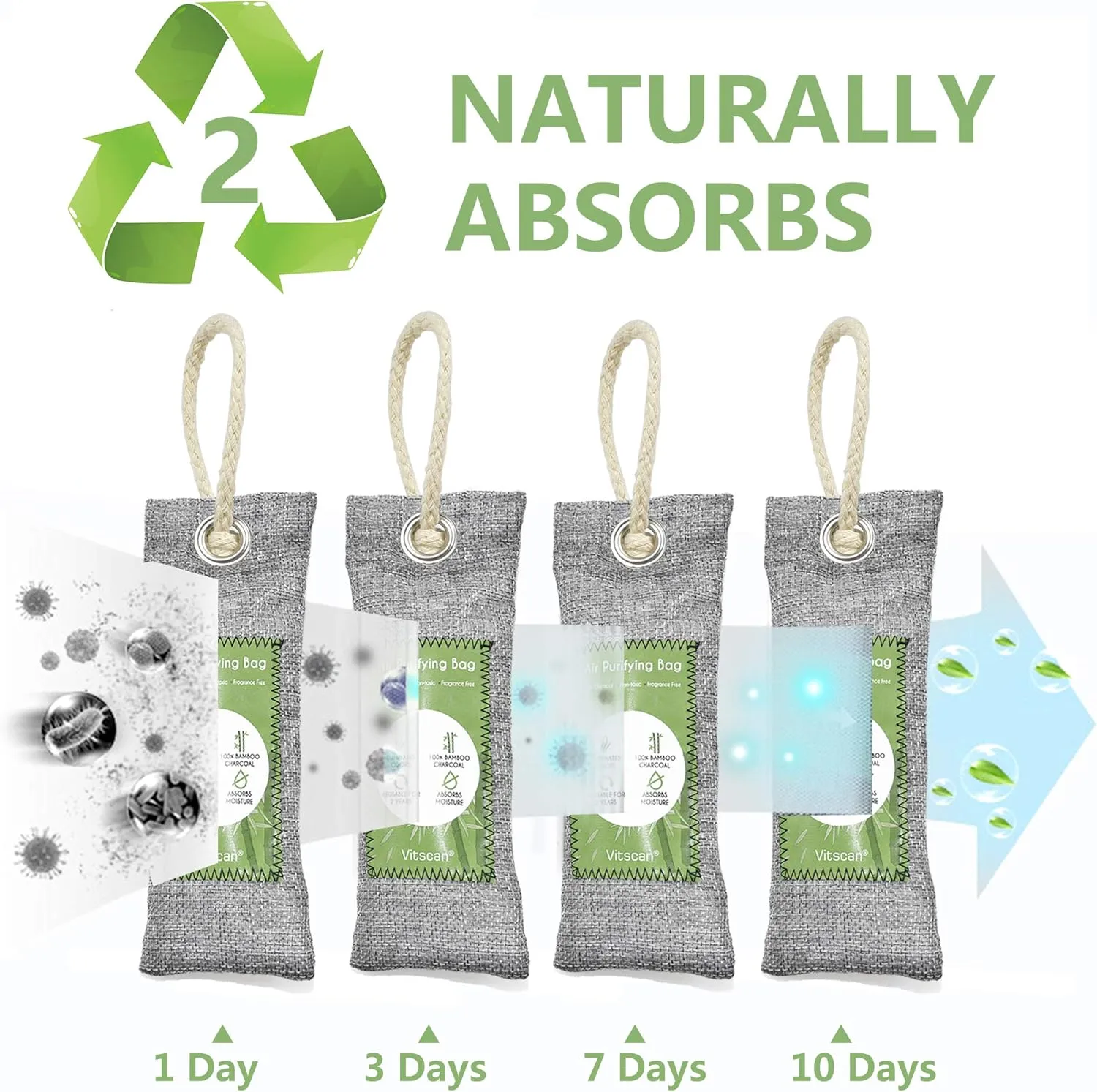 12 Pack Bamboo Charcoal Air Purifying Bag, Activated Charcoal Bags Odor Absorber, Moisture Absorber, Natural Car Air Freshener, Shoe Deodorizer, Odor Eliminators For Home, Pet, Closet (8x50g, 4x200g)