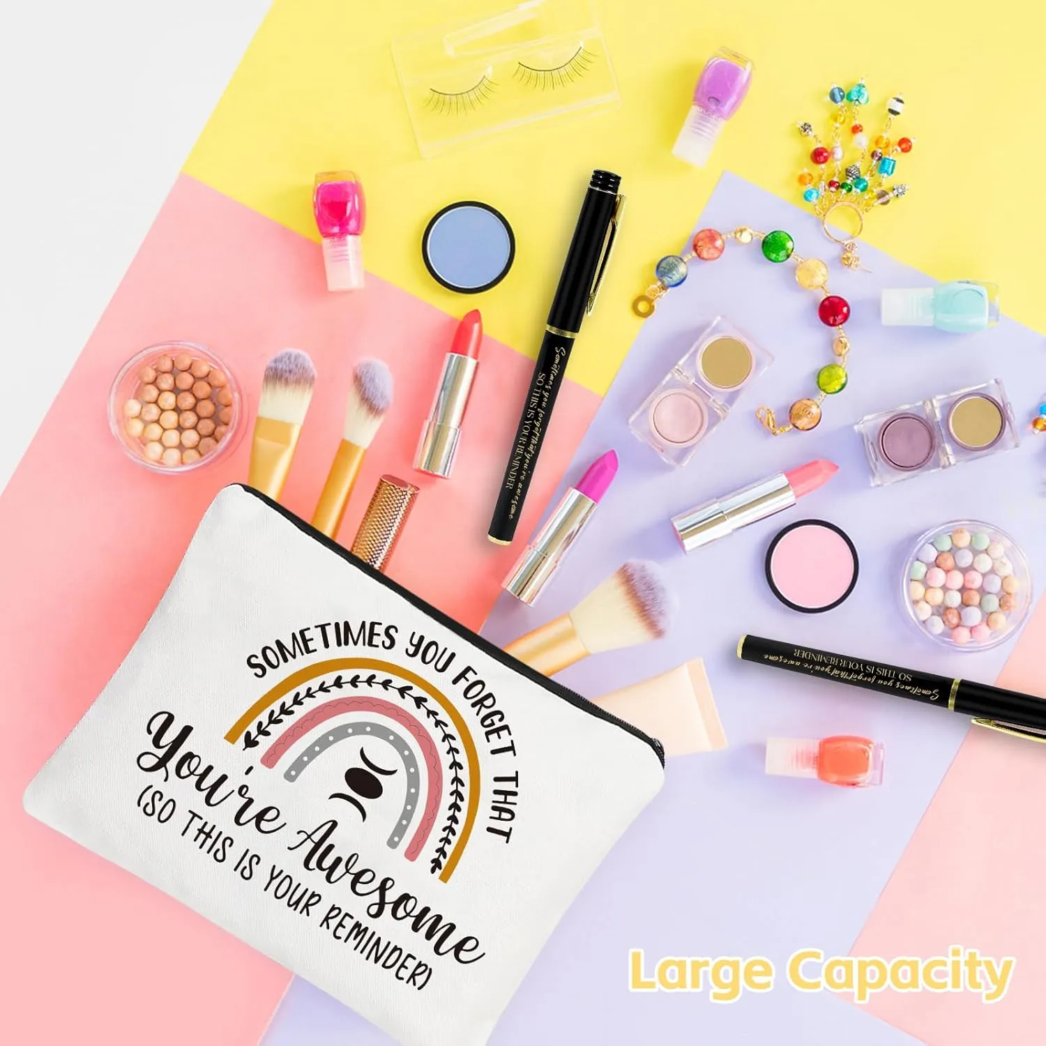 12 Set Employee Appreciation Gifts Thank You Gifts Bulk for Coworker Staff Teacher Nurses, Thank You Glass Cups 16 oz Can Shaped Beer Glass Makeup Bag Ballpoint Pen for Women Men (Sometimes)