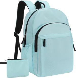 15.6 inch Basic Black Backpack for Men, Travel Backpack Carry on, Water Resistant School Backpacks Bookbag (Turquoise)
