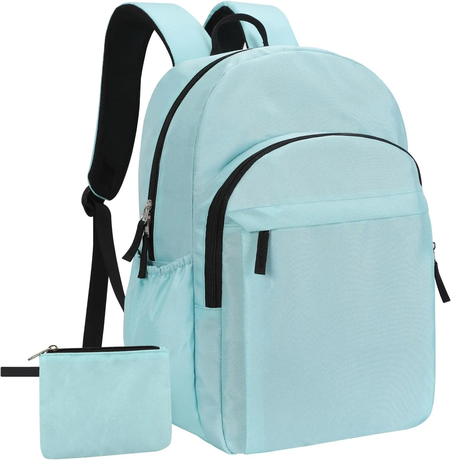 15.6 inch Basic Black Backpack for Men, Travel Backpack Carry on, Water Resistant School Backpacks Bookbag (Turquoise)