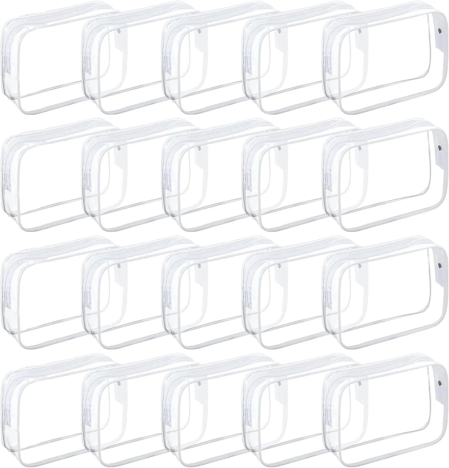 20 Packs Clear Cosmetics Bags for Women Men Waterproof Toiletry Bags PVC Makeup Bags Organizer Case with Zipper for Travel Bathroom (White)