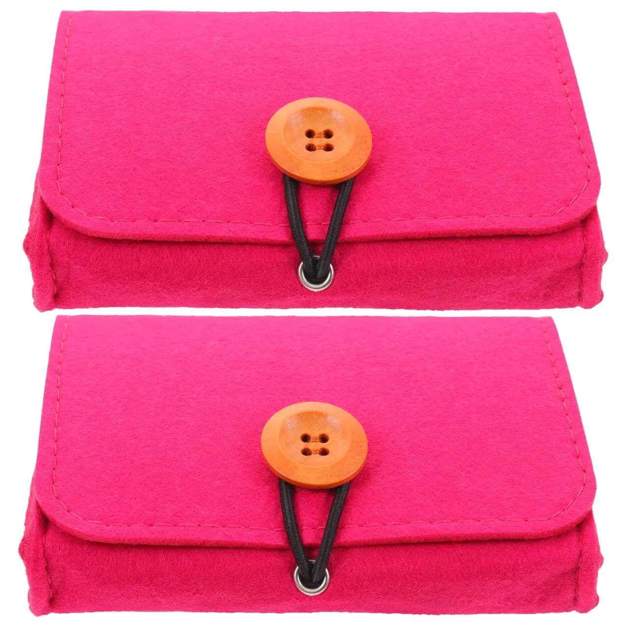 2pcs Essential Oil Storage Bag Felt Necessity Travel Pouch Shockproof Lightweight Portable Cosmetic Organizer for Travel Rose Red