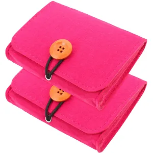 2pcs Essential Oil Storage Bag Felt Necessity Travel Pouch Shockproof Lightweight Portable Cosmetic Organizer for Travel Rose Red