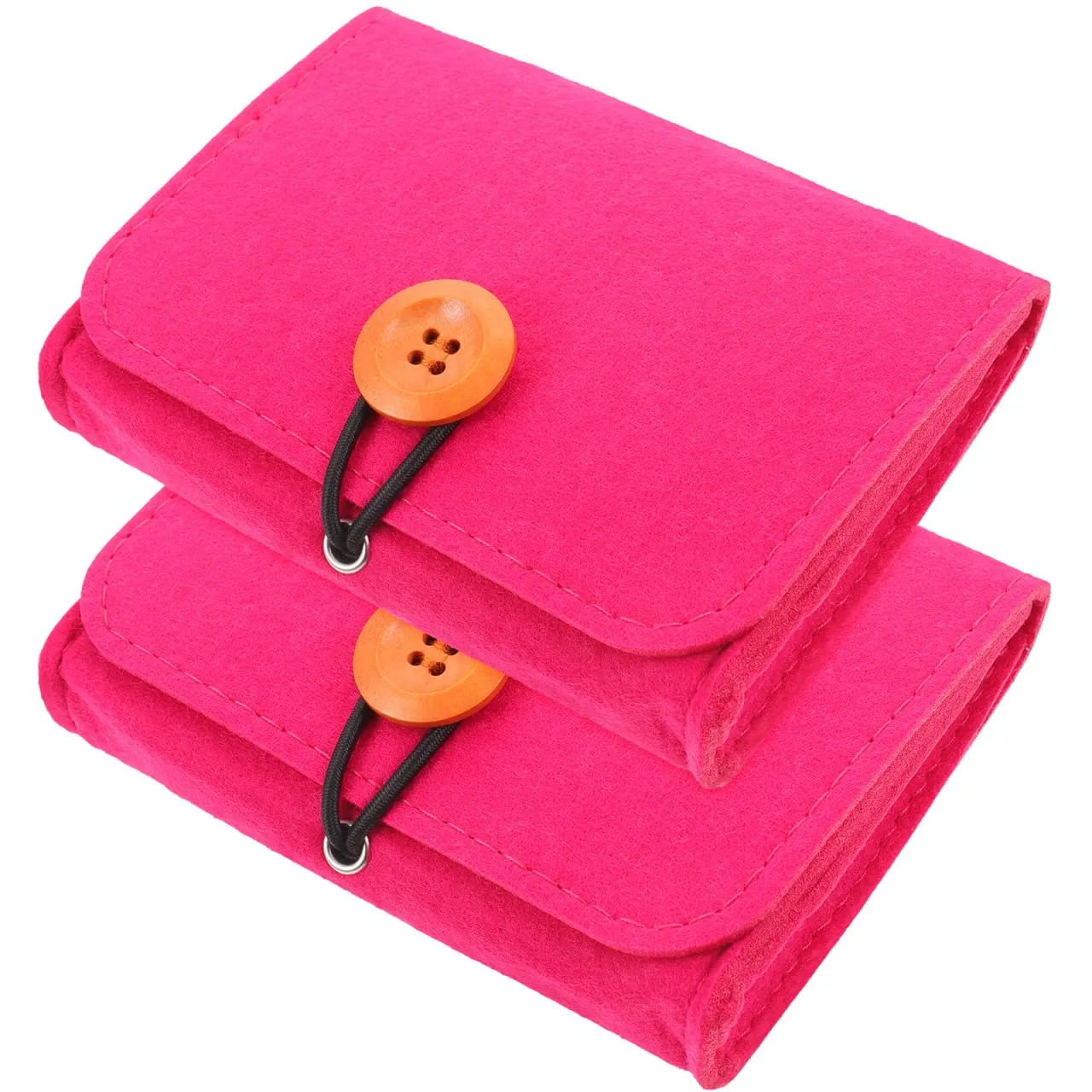2pcs Essential Oil Storage Bag Felt Necessity Travel Pouch Shockproof Lightweight Portable Cosmetic Organizer for Travel Rose Red