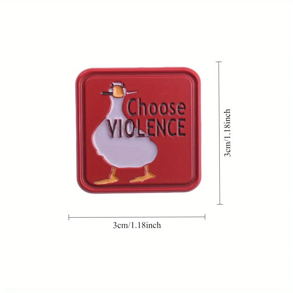 2pcs Whimsical Goose Enamel Pins Violence Cartoon Brooches Red & Pink