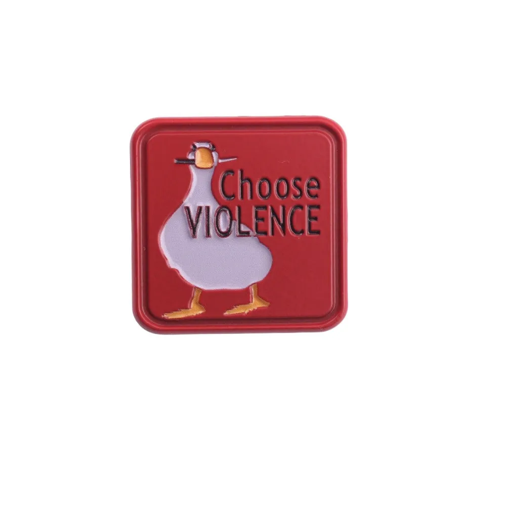 2pcs Whimsical Goose Enamel Pins Violence Cartoon Brooches Red & Pink
