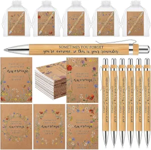 30 Sets Mother's Day Gifts for Women Bulk Inspirational Flower Notepads Coworker Employee Teacher Appreciation Motivational Notebook Ballpoint Pens with Organza Bag for CNA Nurse Graduation