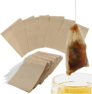 300PCS Tea Filter Bags, Disposable Paper Tea Bag with Drawstring Safe Strong Penetration Unbleached Paper for Loose Leaf Tea and Coffee（6x8CM）