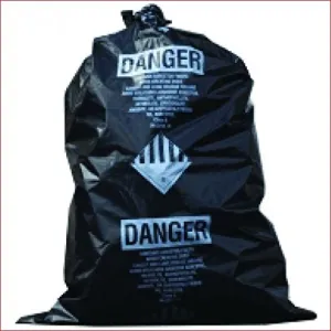 36" x 60" x 6 Mil Printed Black Asbestos Bags 50/roll