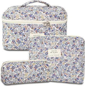 3Pcs Travel Makeup Bag Organizer, Toiletry Bag for Women, Cosmetic Bags for Women Travel Set, Cute Makeup Bags, Quilted Cosmetic Bag, Women's Quilted Toiletry Bag Storage