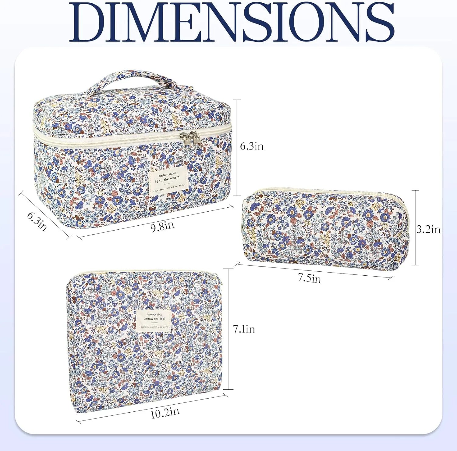 3Pcs Travel Makeup Bag Organizer, Toiletry Bag for Women, Cosmetic Bags for Women Travel Set, Cute Makeup Bags, Quilted Cosmetic Bag, Women's Quilted Toiletry Bag Storage