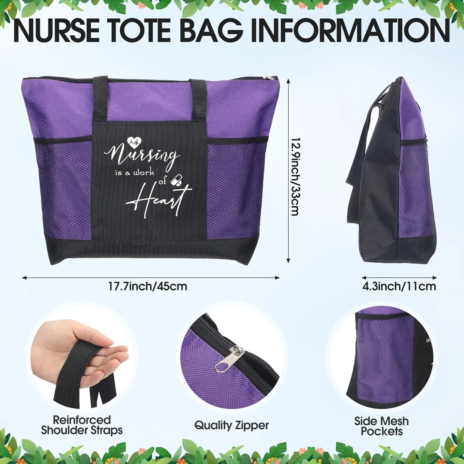 4 Pcs Nurse Tote Bags Rn 16oz Glasse with Bamboo Lids Makeup Bag Badge Reel Appreciation Gift for Nurse
