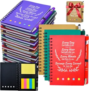 400 Pcs Bulk Christian Gifts Prayer Journal for Woman - 200 Set Religious Notepad with Christian Pen - Bible Notebook - Church Gifts for Mother's Day, Bible Study, and Family Devotions ( Colorful )