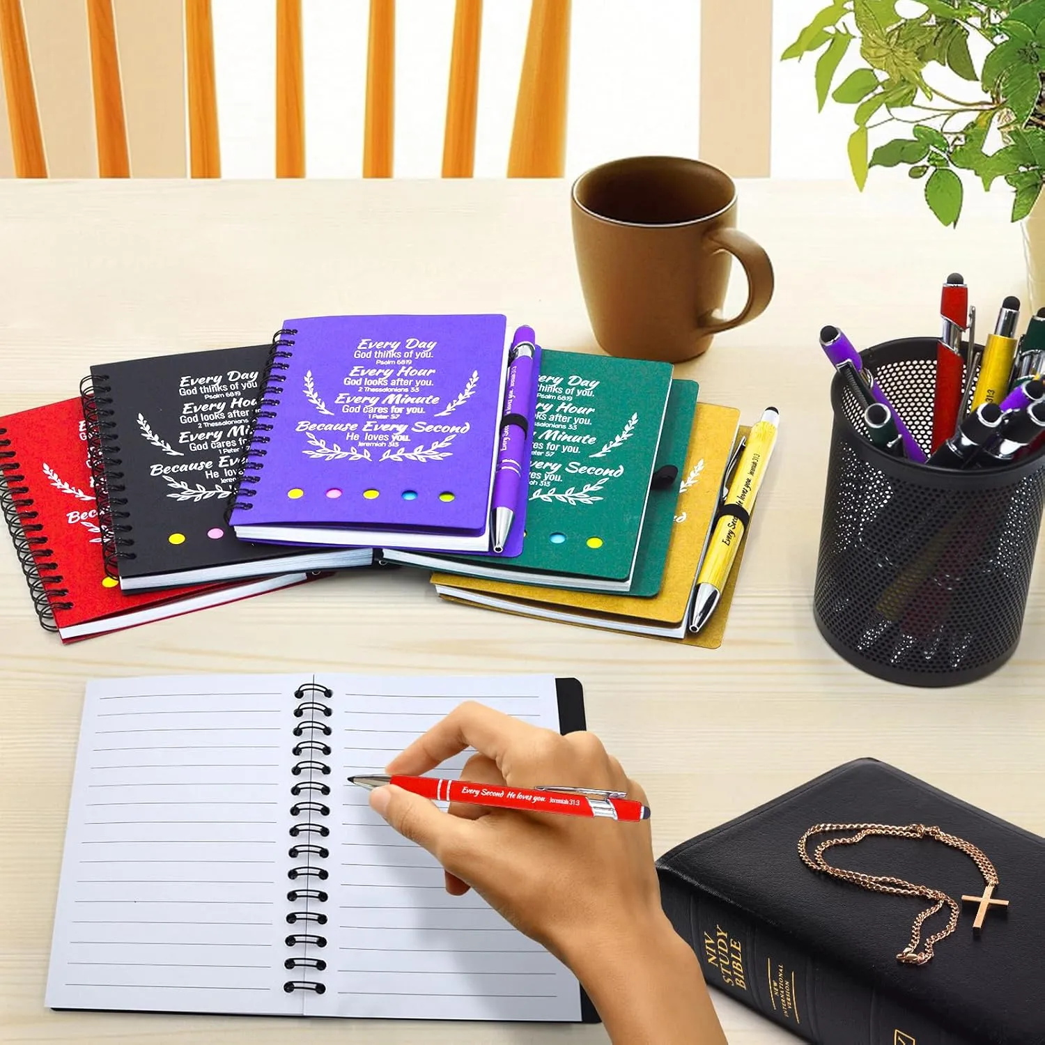400 Pcs Bulk Christian Gifts Prayer Journal for Woman - 200 Set Religious Notepad with Christian Pen - Bible Notebook - Church Gifts for Mother's Day, Bible Study, and Family Devotions ( Colorful )