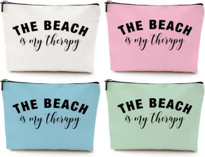 4PCS Beach Vacation Essentials Accessories Makeup Bag, Cute Cosmetic Bags for Women, Travel Toiletry Bag Girls Trip Weekend Beach Gifts for Women Sister Traveler Summer Vacation Mothers Day Birthday