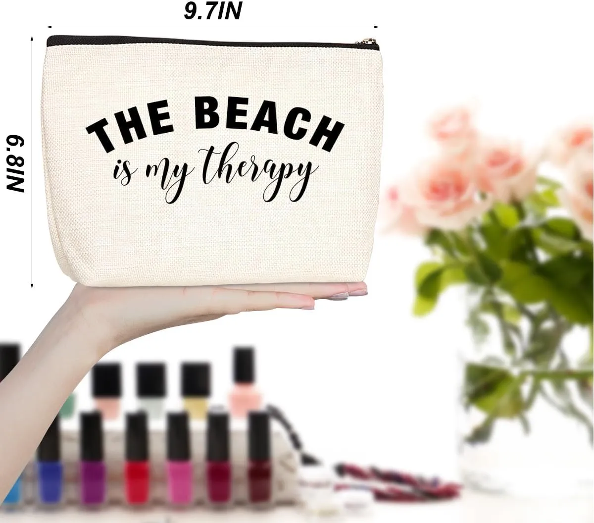 4PCS Beach Vacation Essentials Accessories Makeup Bag, Cute Cosmetic Bags for Women, Travel Toiletry Bag Girls Trip Weekend Beach Gifts for Women Sister Traveler Summer Vacation Mothers Day Birthday