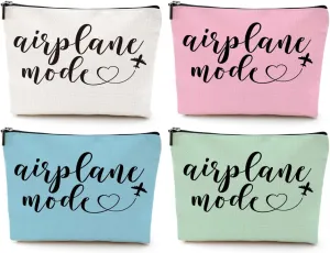 4PCS Funny Airplane Travel Gifts for Women Makeup Bag Travel Essentials Cosmetic Bag Traveling Toiletry Bags Flight Vacation Gifts for Girls Bestie Travelers Girls Trip Birthday Christmas Mothers Day