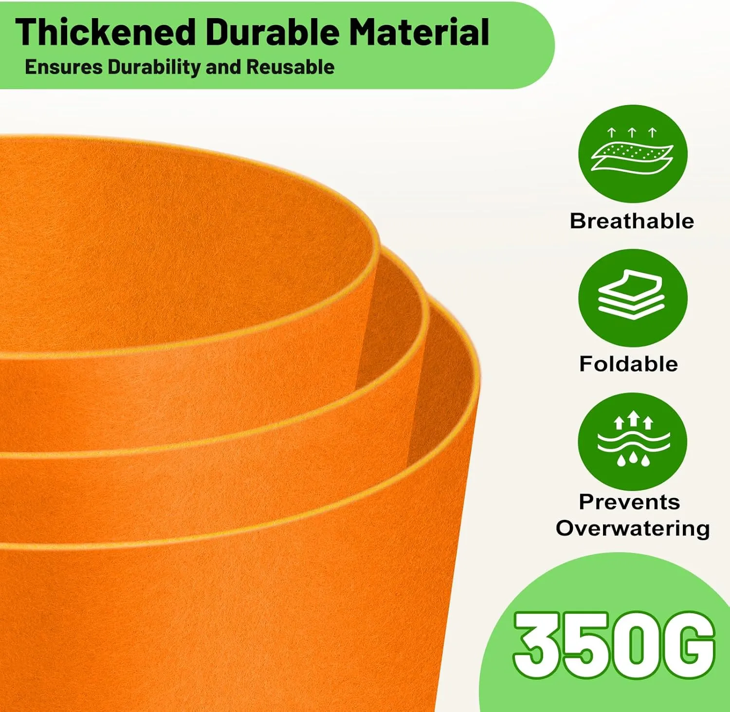 5 Pack 7 Gallon Durable Grow Bags, 350G Heavy-Duty Fabric Pots with Handles, Breathable Plant Containers for Vegetables, Flowers, Fruits, Indoor & Outdoor Gardening, Aeration Fabric Planters