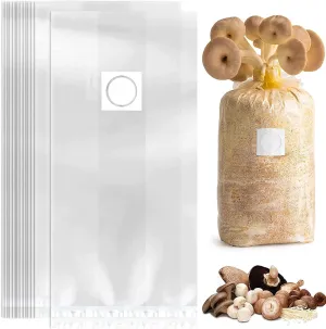 50 Pack, Mushroom Grow Bags, Heavy Duty 6 Mil Polypropylene Mushroom Substrate Bags, Large Size 8" X 5" X 20" for Mushroom Cultivation, Spawn Bags, and Sawdust Fruiting Blocks
