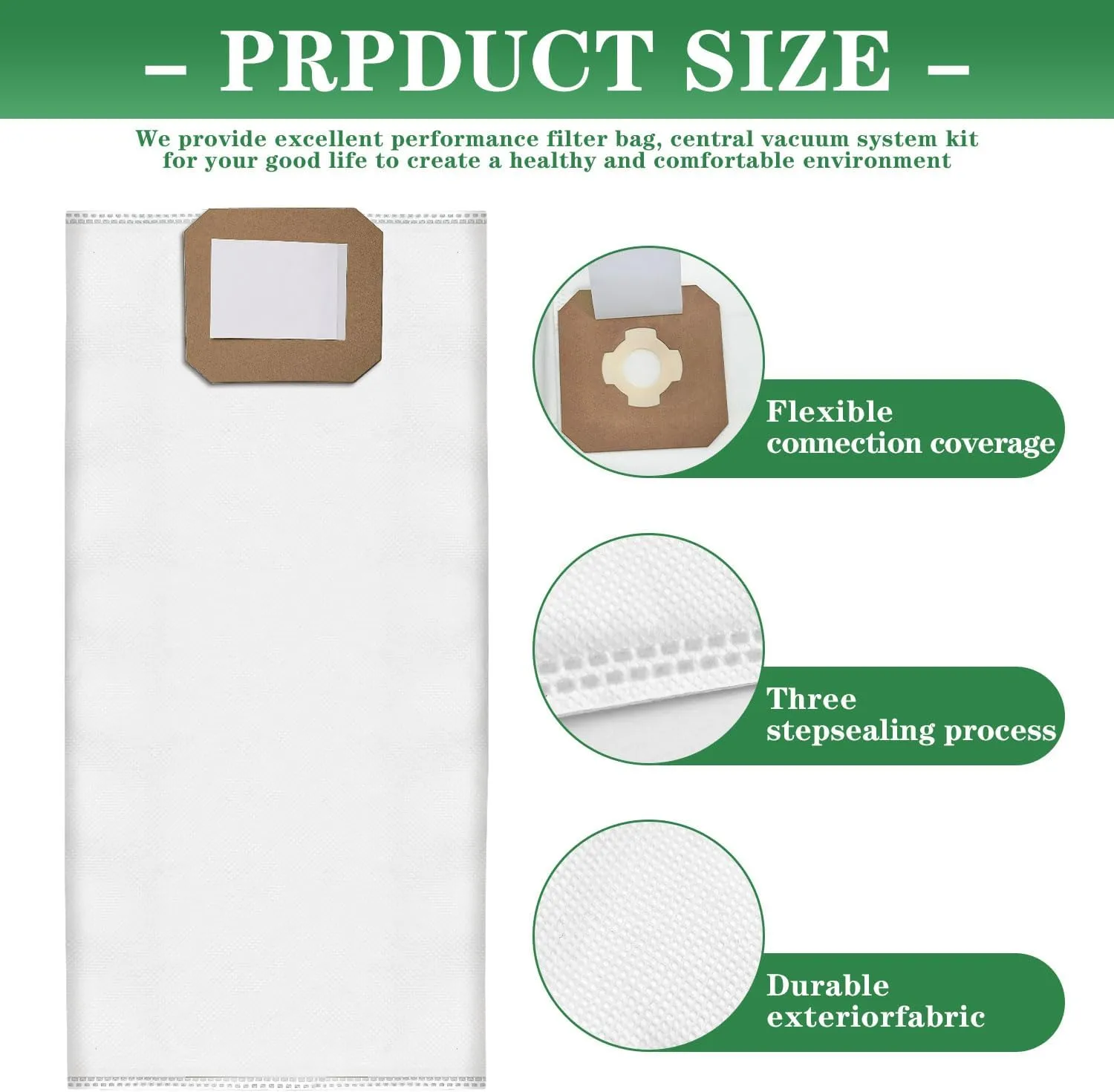 6 PACK Central Vacuum filter bag compatible with vacuum cleaner Maxum 5 7 9, DB5000-DB9000 vacuum bag H-P Central vacuum replaces vacuum filter bag