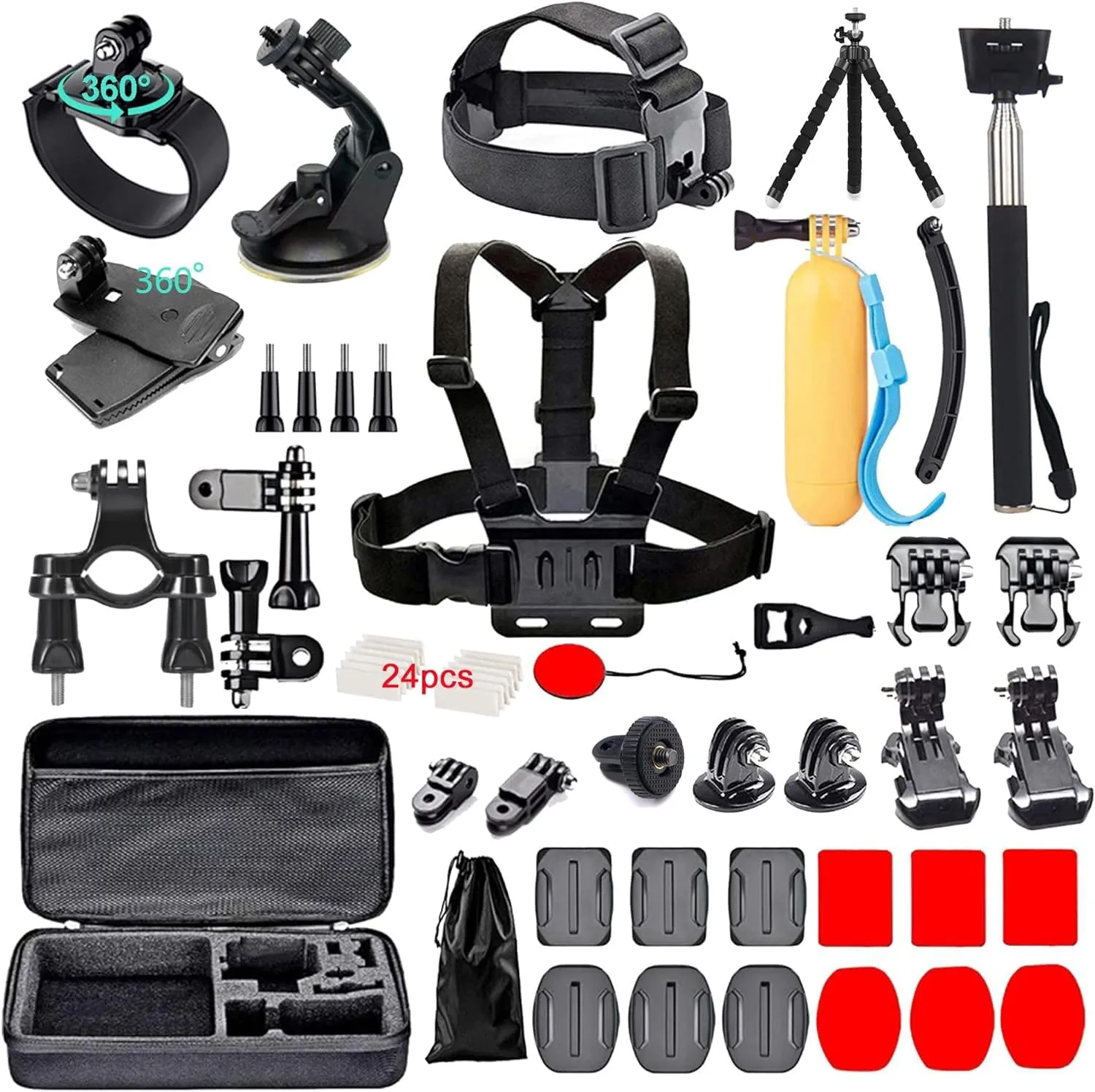 60 in 1 Camera Accessories Kit Compatible with GoPro Hero 13 12 11 10 9 8 7 6 5/Session 5/Hero 4/3 /3/2/1, Insta360, DJI Osmo Action, AKASO, APEMAN, Campark, SJCAM