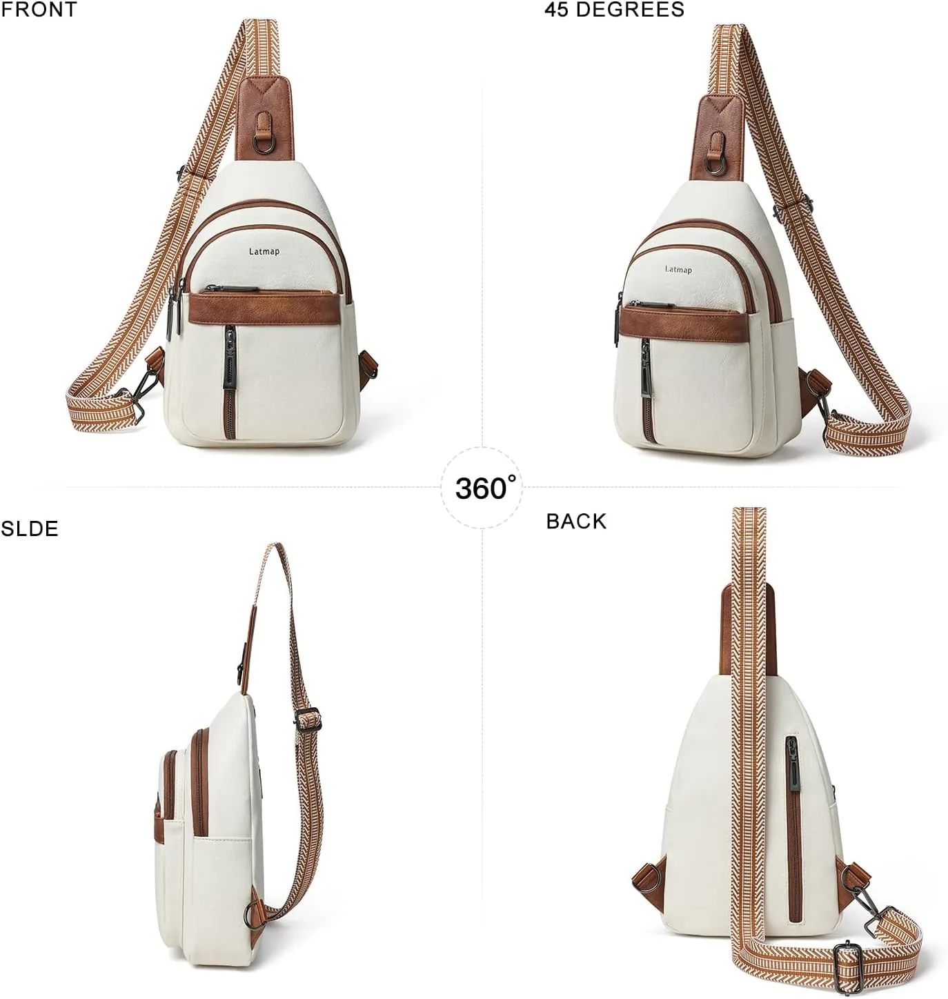 7L Sling Bag For Women Men Backpack Fanny Pack Crossbody Chest Travel Shoulder Belt Bags Purse Handbag PU Leather