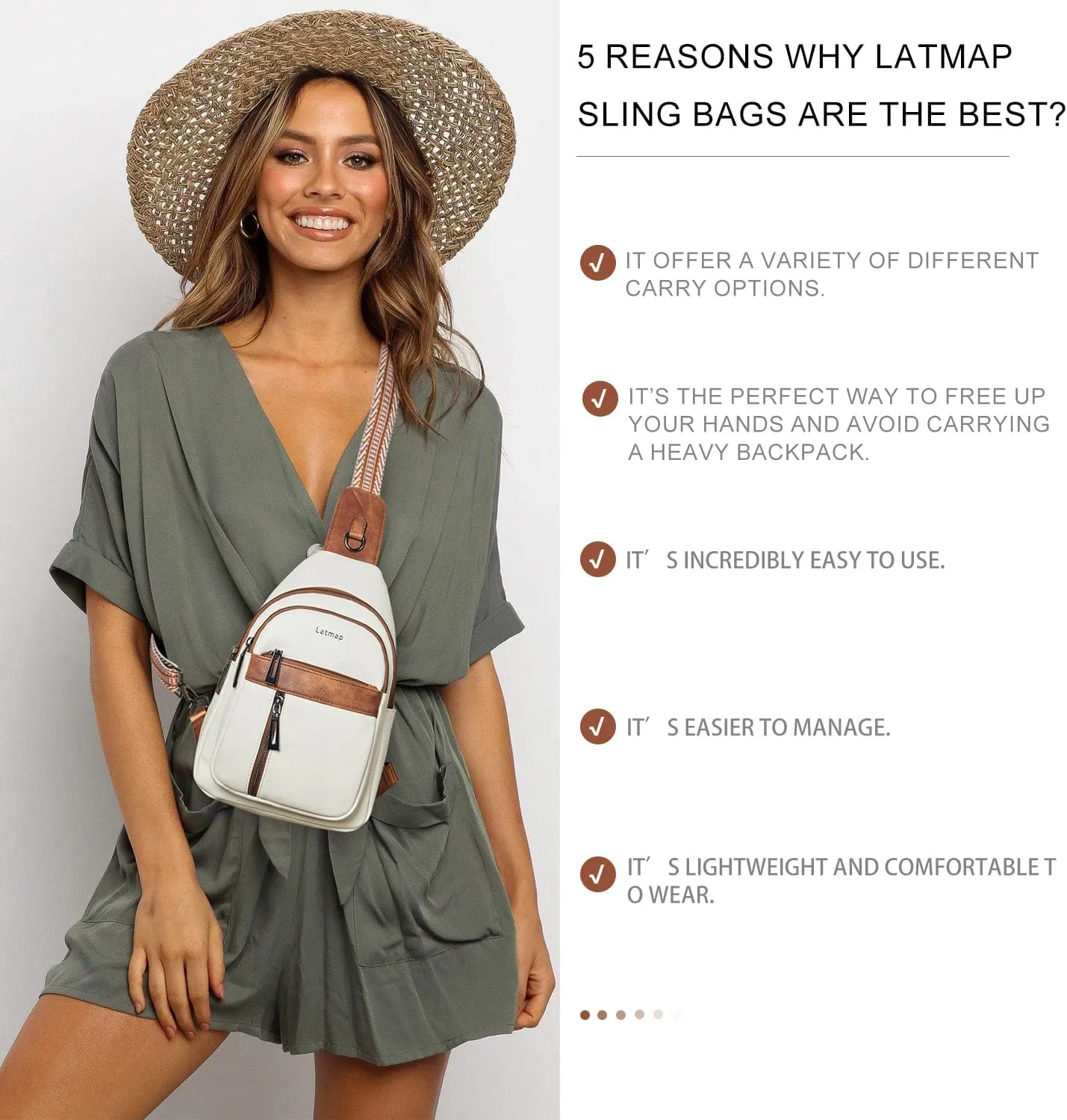 7L Sling Bag For Women Men Backpack Fanny Pack Crossbody Chest Travel Shoulder Belt Bags Purse Handbag PU Leather