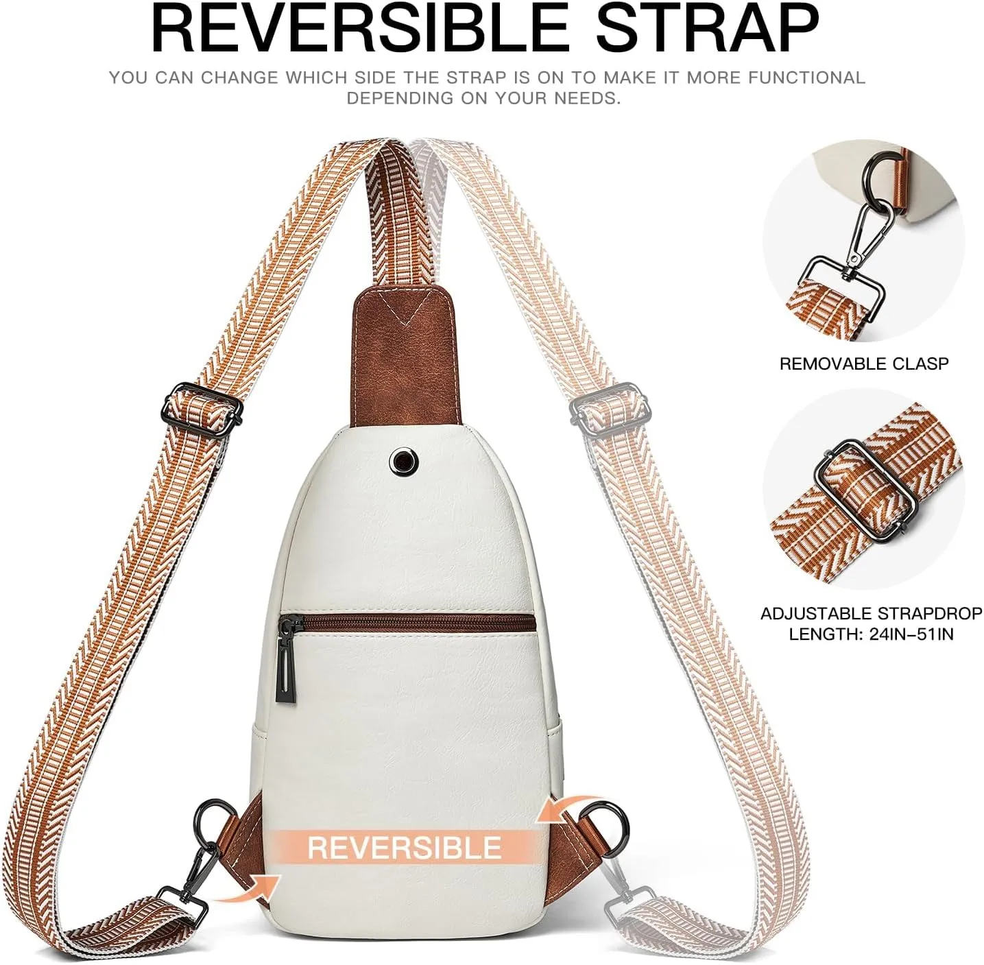 7L Sling Bag for Women Men Leather Small Sling Backpack Daypack Anti Theft Fanny Pack Crossbody Purse Travel