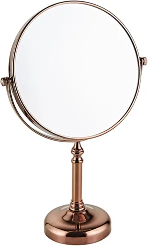 8 Inch Tabletop Makeup Mirror, Double Side Rotation Magnification Cosmetic Mirror, Men's HD Shaving Mirror, Vanity Mirror for Beauty Salon, Standing Countertop Mirror,Rosegold,7X