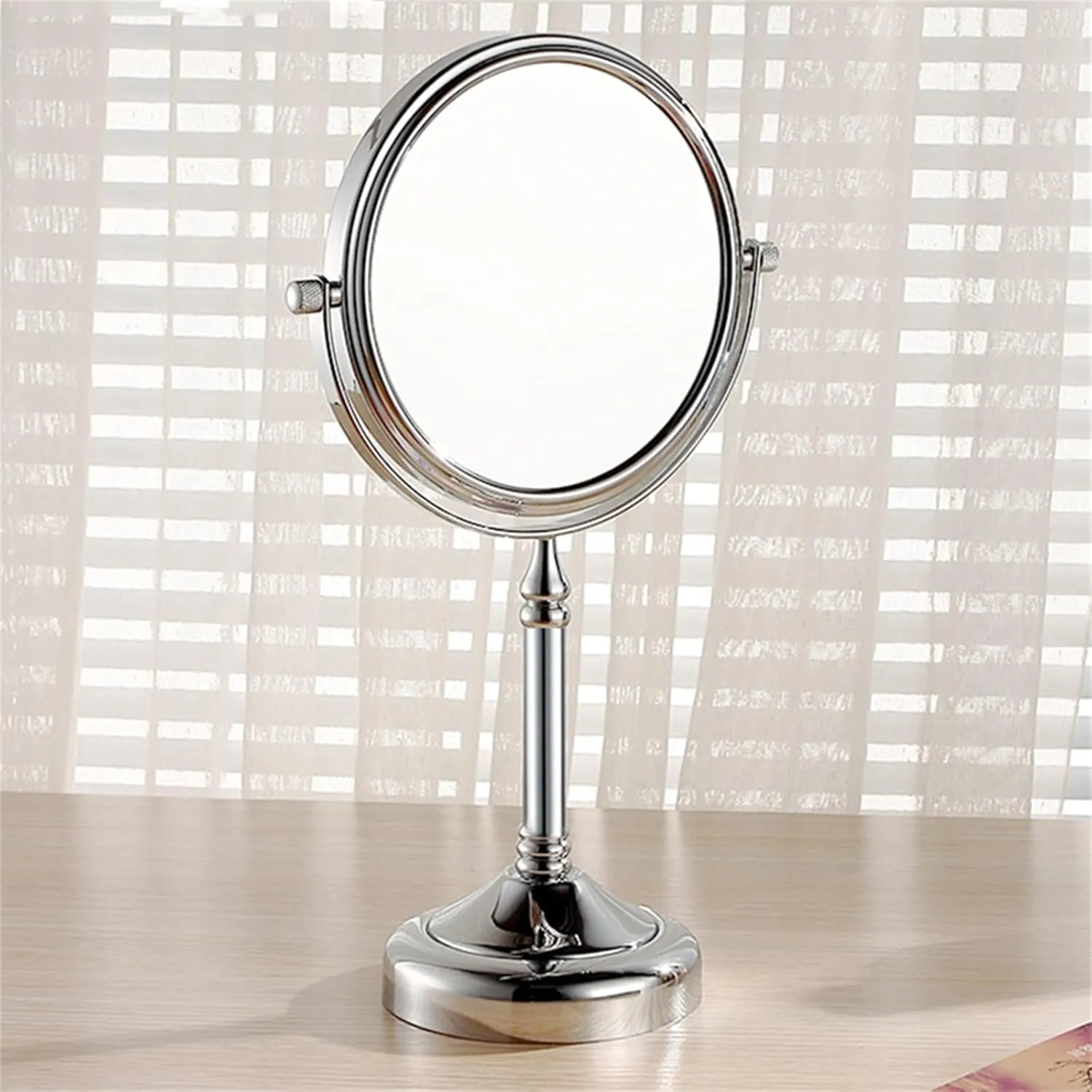 8 Inch Tabletop Makeup Mirror, Double Side Rotation Magnification Cosmetic Mirror, Men's HD Shaving Mirror, Vanity Mirror for Beauty Salon, Standing Countertop Mirror,Rosegold,7X
