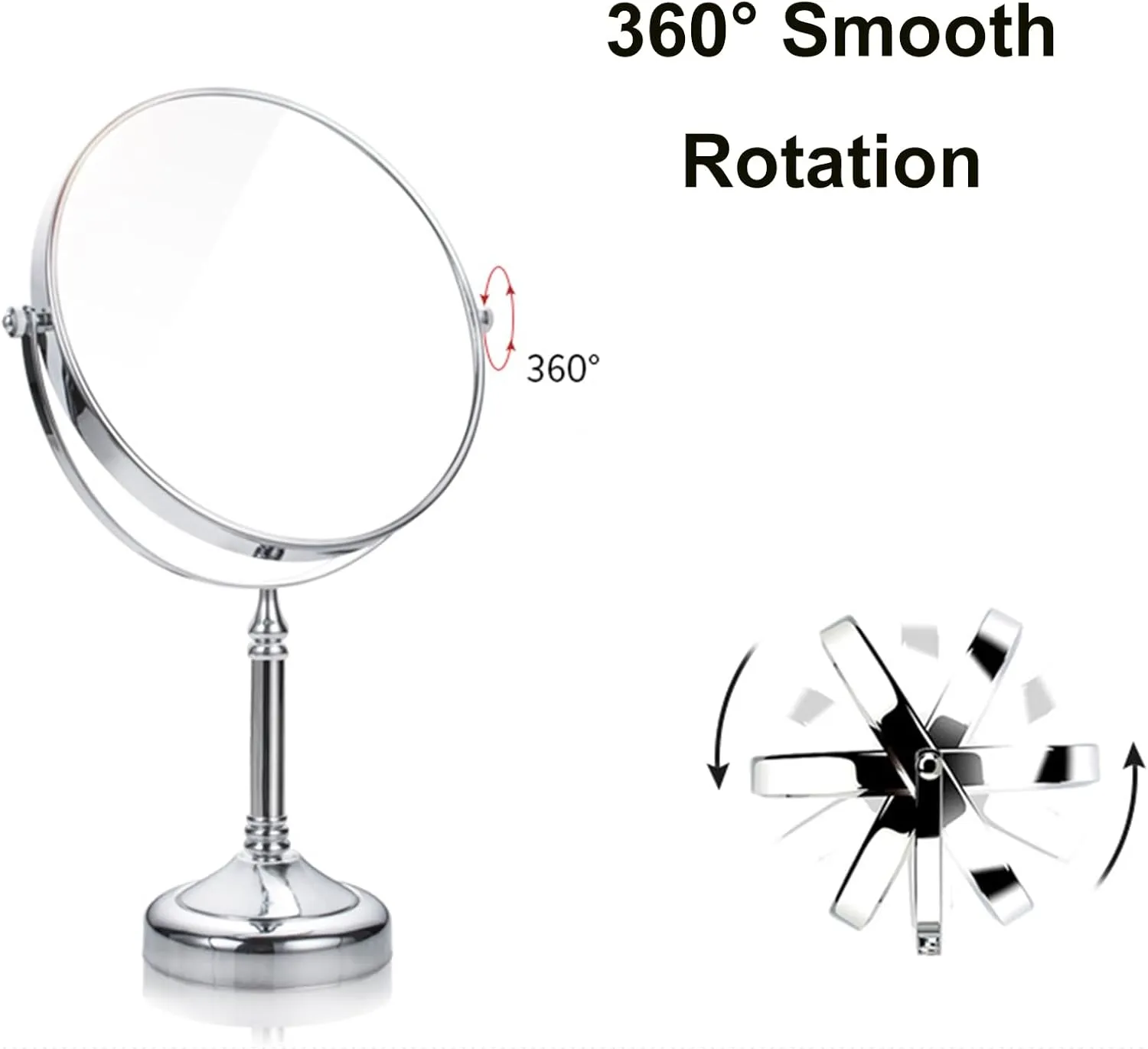 8 Inch Tabletop Makeup Mirror, Double Side Rotation Magnification Cosmetic Mirror, Men's HD Shaving Mirror, Vanity Mirror for Beauty Salon, Standing Countertop Mirror,Rosegold,7X