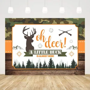 8x6ft Oh Deer Baby Shower Backdrop A Little Buck is Almost Here Baby Shower Party Decorations Mountain Jungle Photography Background Photo Booth Props Banner Vinyl