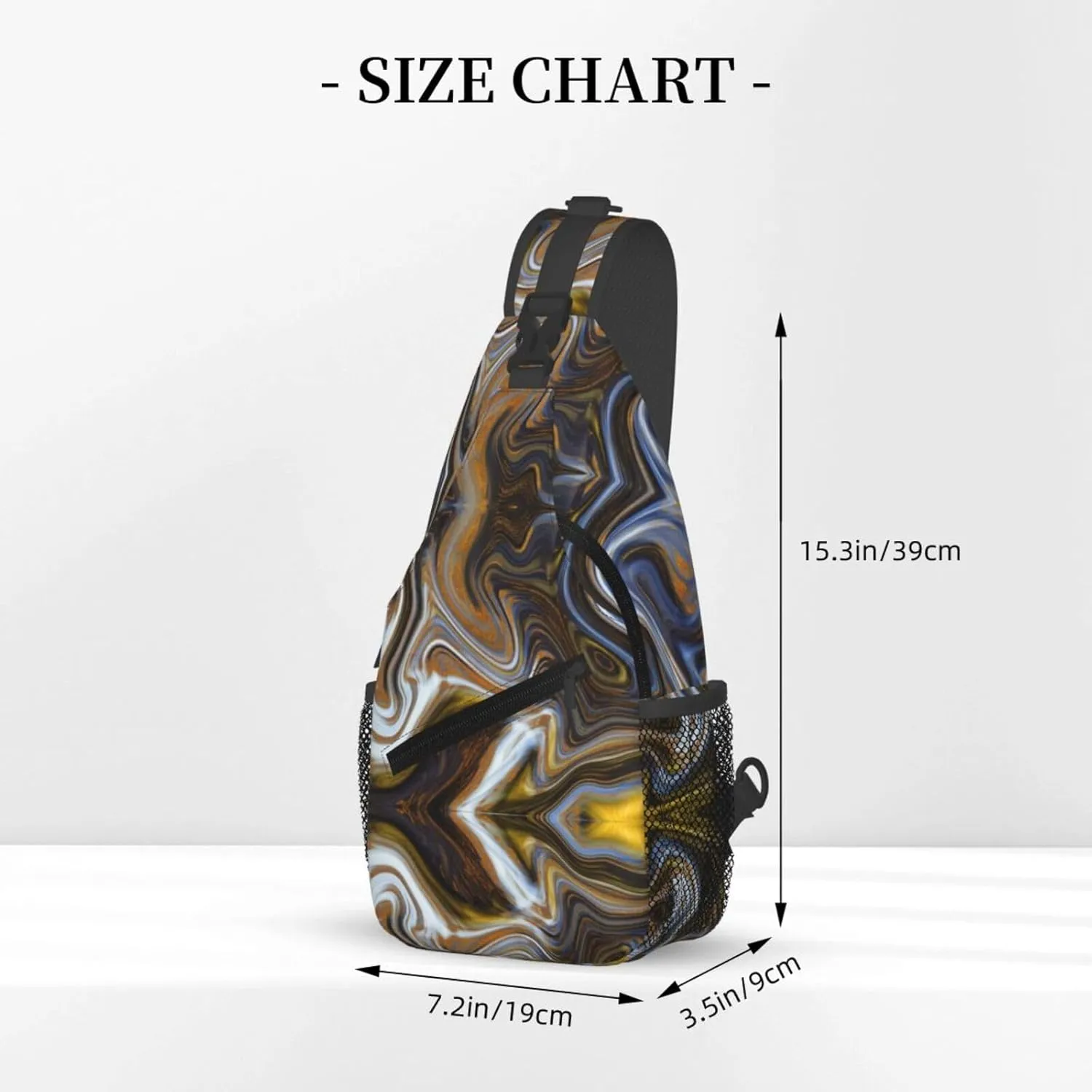 Abstract Marble Ink Textur Print Diagonally Sling Bag,Crossbody Sling Backpack Shoulder Chest Bag For Women Men