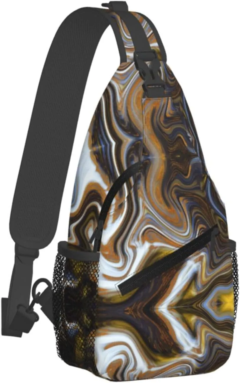 Abstract Marble Ink Textur Print Diagonally Sling Bag,Crossbody Sling Backpack Shoulder Chest Bag For Women Men