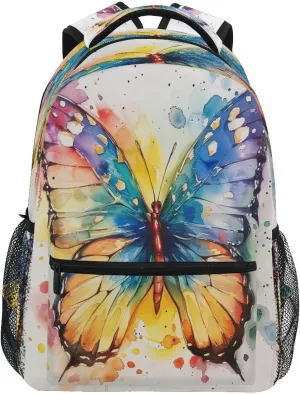 Abstract Vintage Butterfly Colorful Backpack School Bags Bookbags for Teen Kids Travel Laptop Daypack Bag