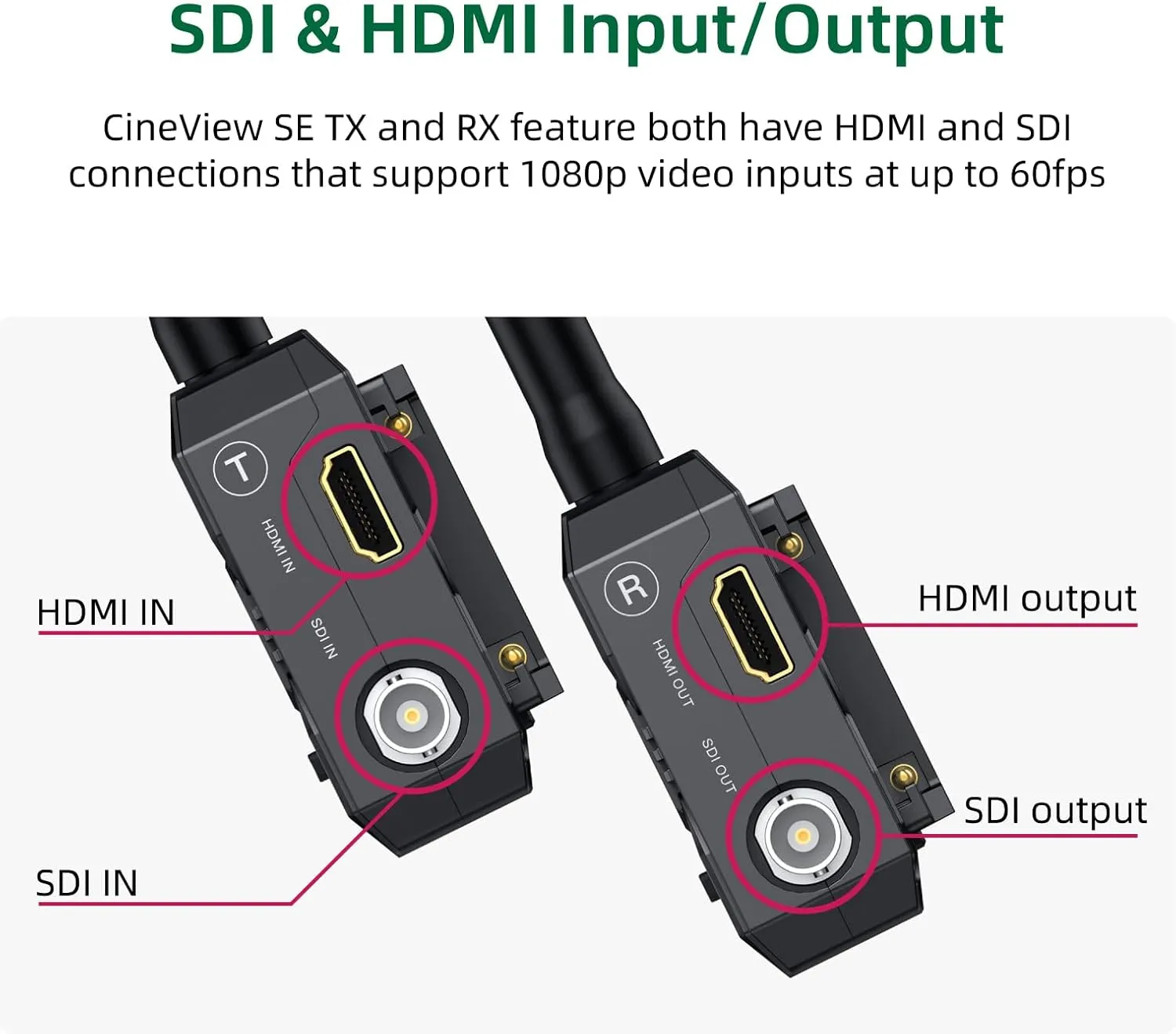Accsoon CineView SE Wireless SDI HDMI Video Transmitter&Receiver, 1080P Video Transmission Systems, 50ms Latency 1200ft Range, 4Devices iOS/Android Monitoring Filmmaking, Compatible CineView 2 SDI/HE