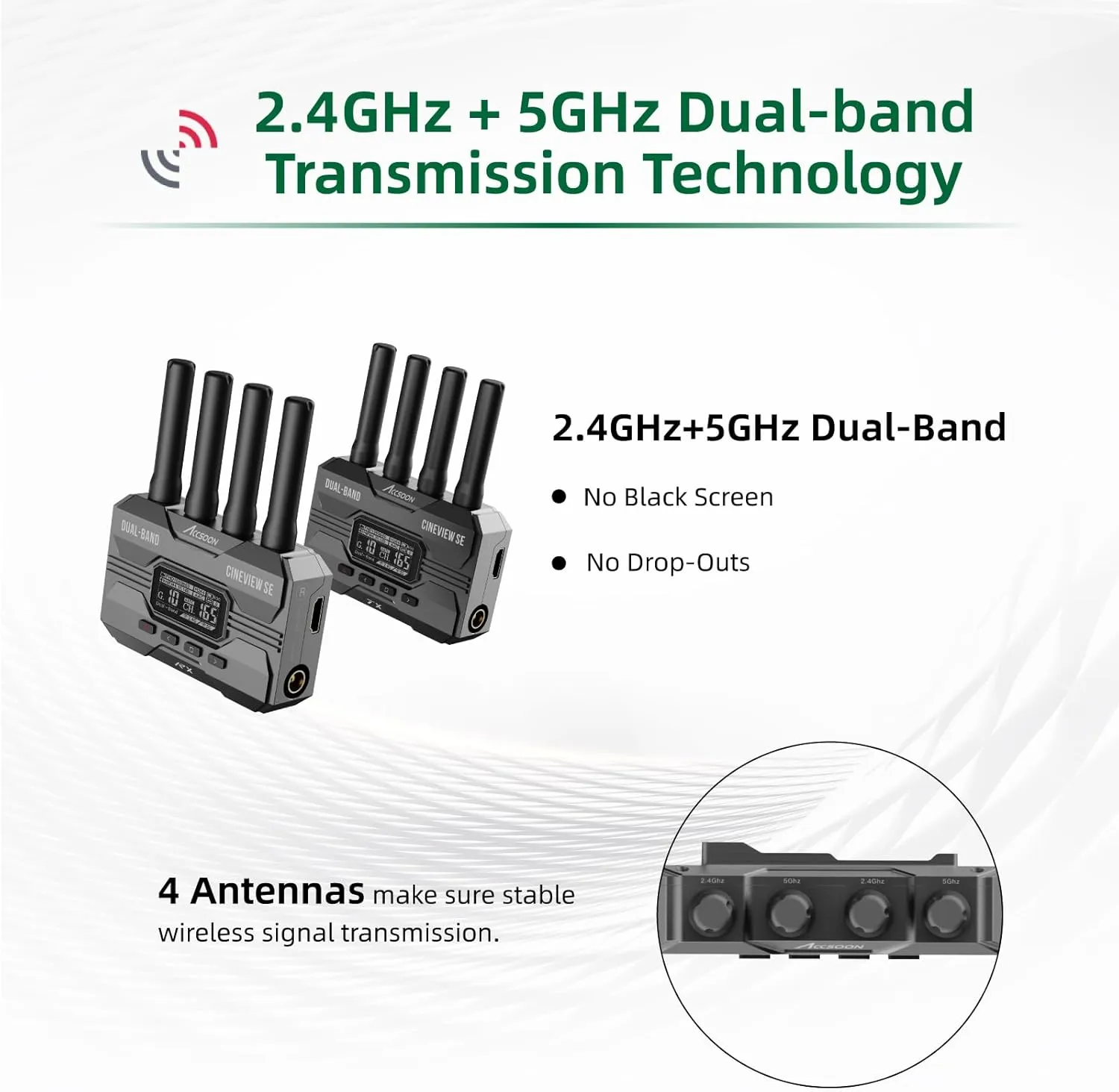 Accsoon CineView SE Wireless SDI HDMI Video Transmitter&Receiver, 1080P Video Transmission Systems, 50ms Latency 1200ft Range, 4Devices iOS/Android Monitoring Filmmaking, Compatible CineView 2 SDI/HE