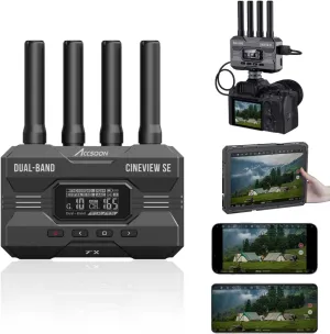 Accsoon CineView SE Wireless SDI HDMI Video Transmitter&Receiver, 1080P Video Transmission Systems, 50ms Latency 1200ft Range, 4Devices iOS/Android Monitoring Filmmaking, Compatible CineView 2 SDI/HE