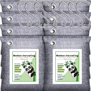 Activated Charcoal Odor Absorber 8 Pack, Nature Bamboo Charcoal Air Purifying Bag, Odor Eliminator Smell Remove Air Freshener, Moisture Absorber Deodorizer for Room, Closet, Car, Smoke, Shoe