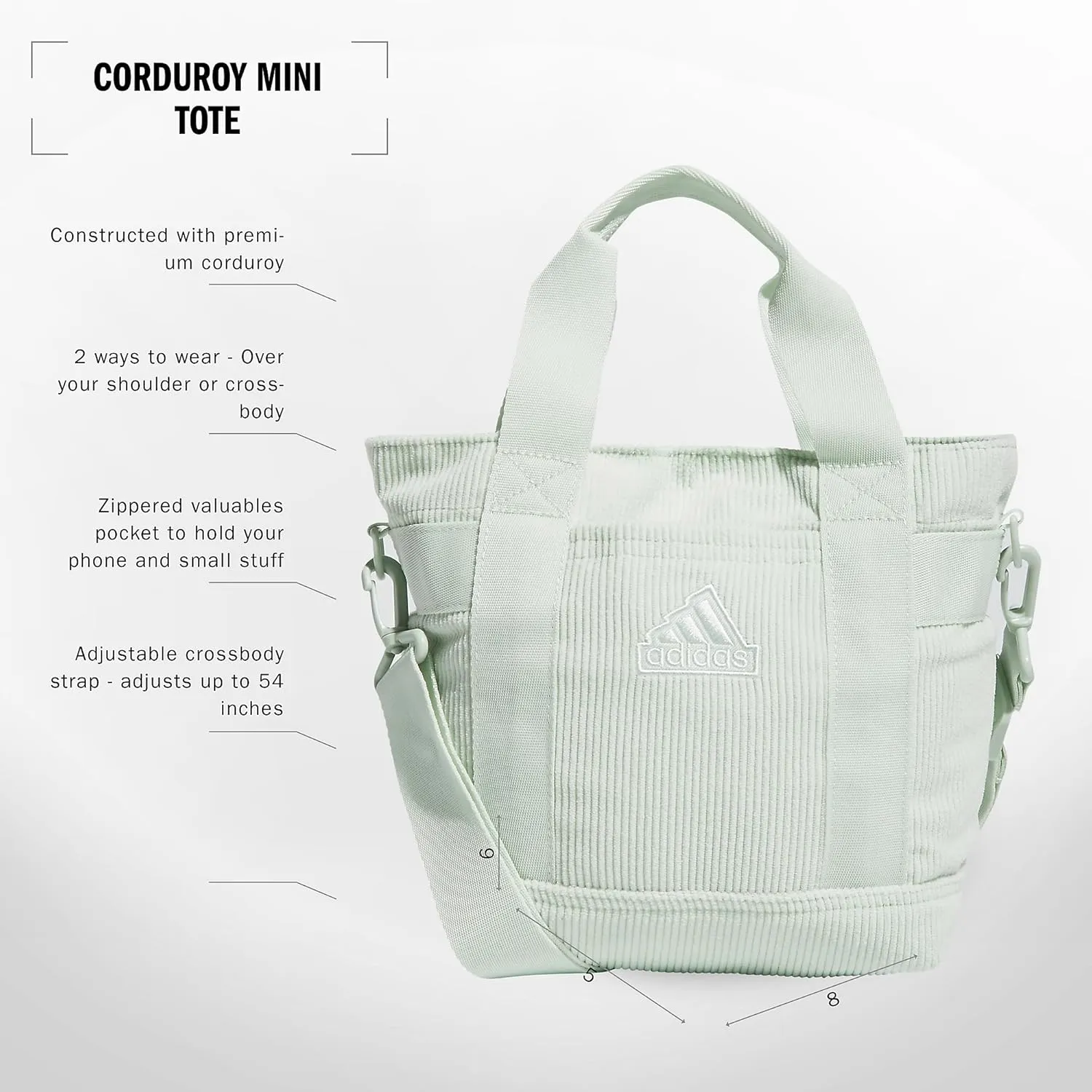 adidas Mini Tote (5l) Small Compact Durable Travel Crossbody Carry Bag