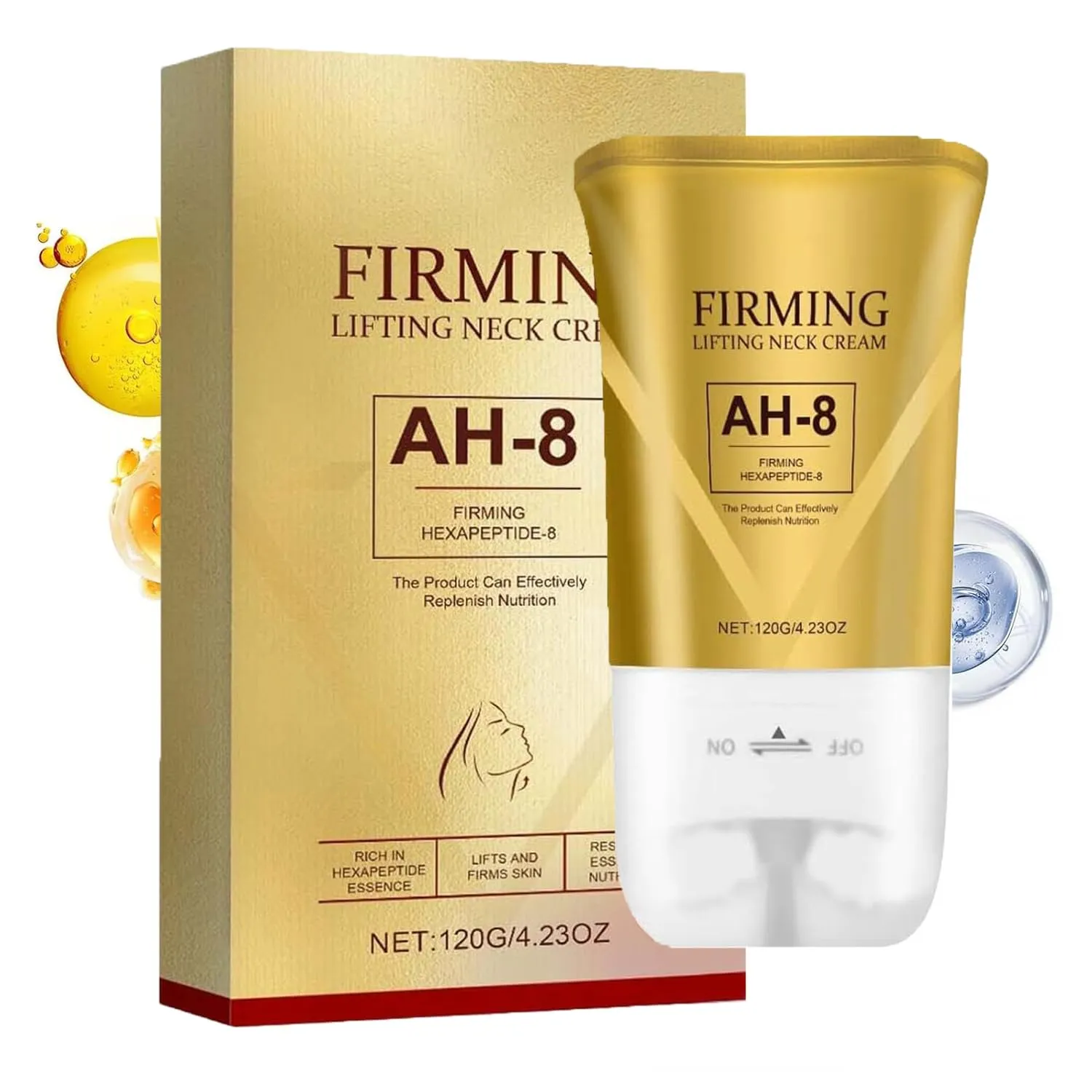 AH-8 Firming Neck Cream for Crepey Skin Body Care Comfort, Roller Neck Cream, Moisturizing, Tightening Lotions Cosmetic Skin Care Contains Hexapeptide