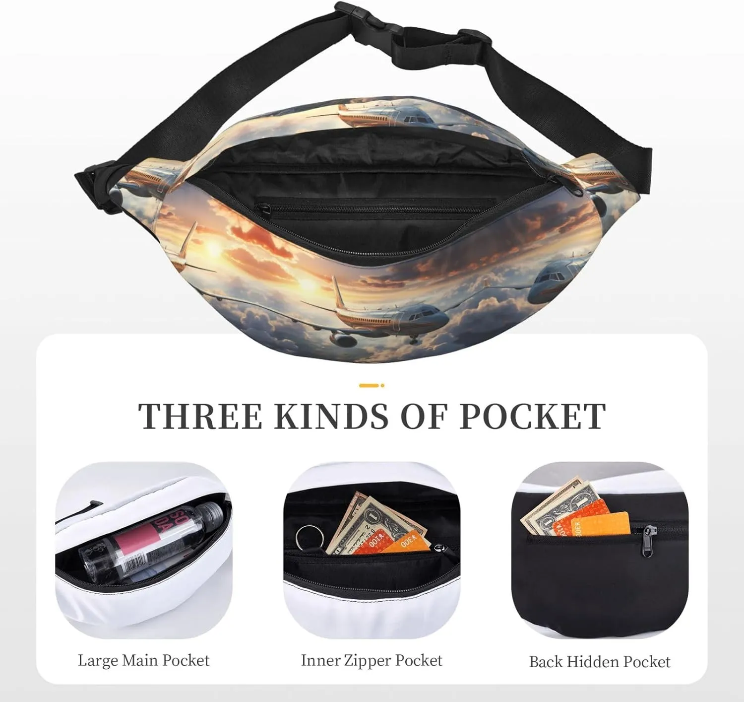 Airplanes are soaring Fashion Crossbody Appearance High capacity outdoor with Adjustable Comfortable Work Leisure Versatile