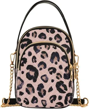 ALAZA Leopard Print Crossbody Bag Small Shoulder Handbags Leather Purse for Women