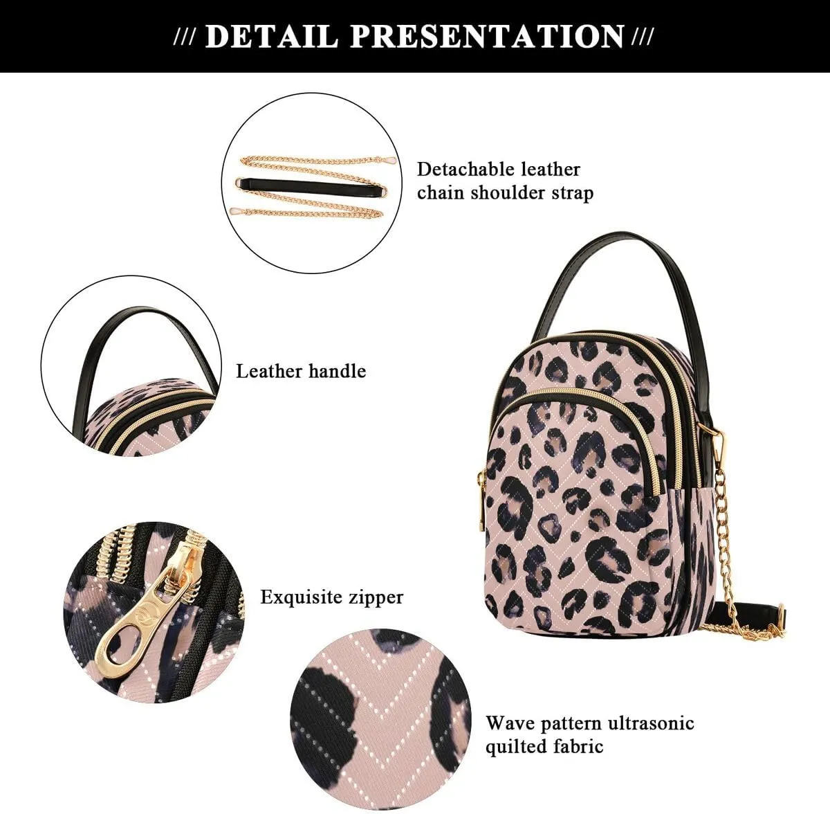 ALAZA Leopard Print Crossbody Bag Small Shoulder Handbags Leather Purse for Women